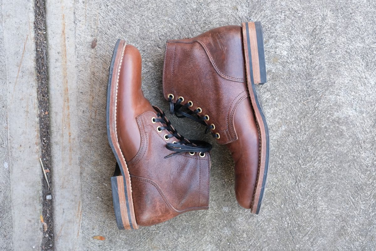 Photo by danadd94 on November 1, 2022 of the Viberg Service Boot in Horween Brown Waxed Flesh.