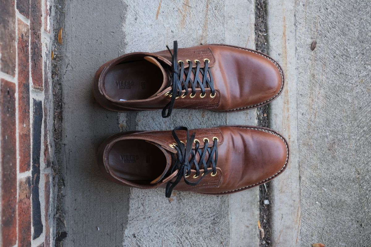 Photo by danadd94 on November 1, 2022 of the Viberg Service Boot in Horween Brown Waxed Flesh.