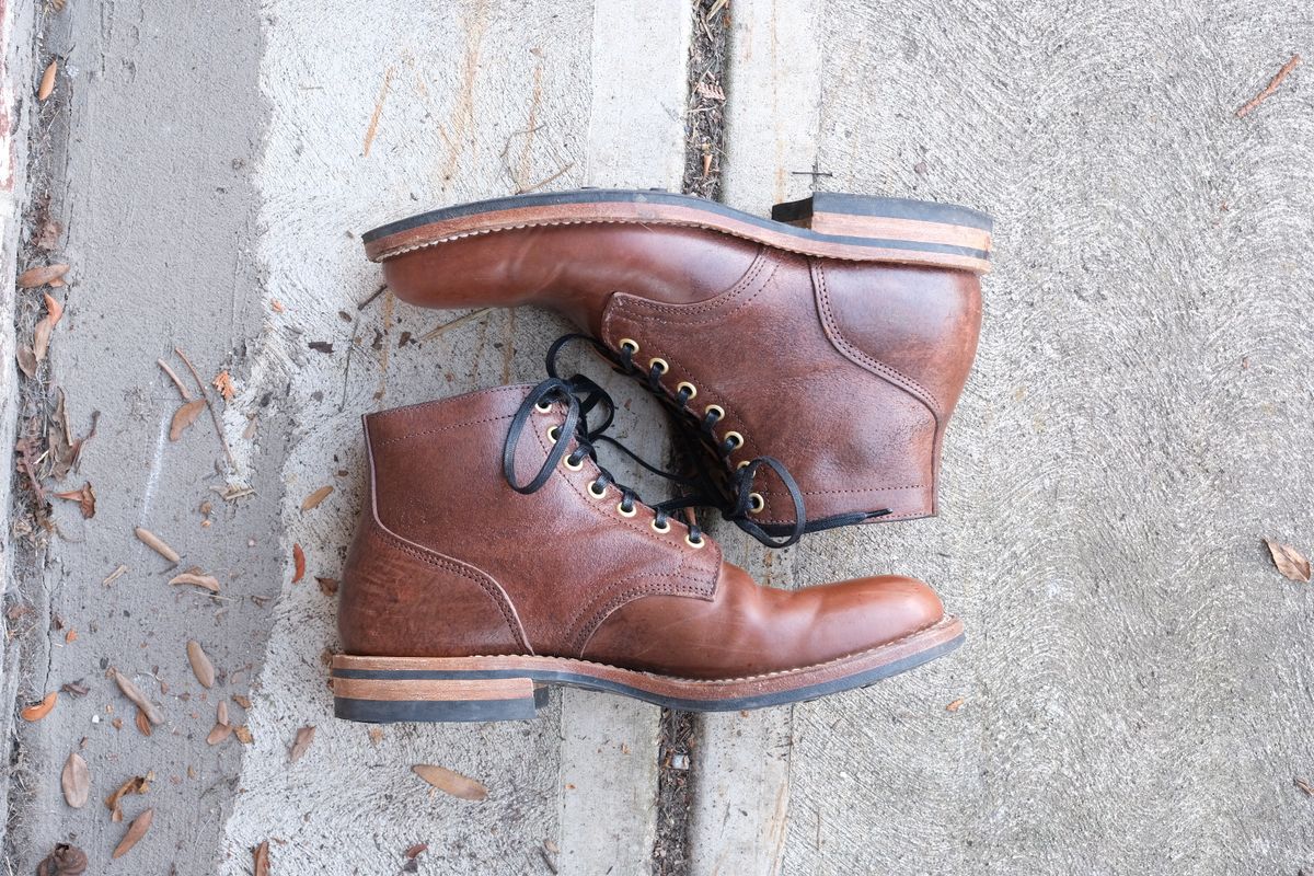 Photo by danadd94 on December 1, 2022 of the Viberg Service Boot in Horween Brown Waxed Flesh.