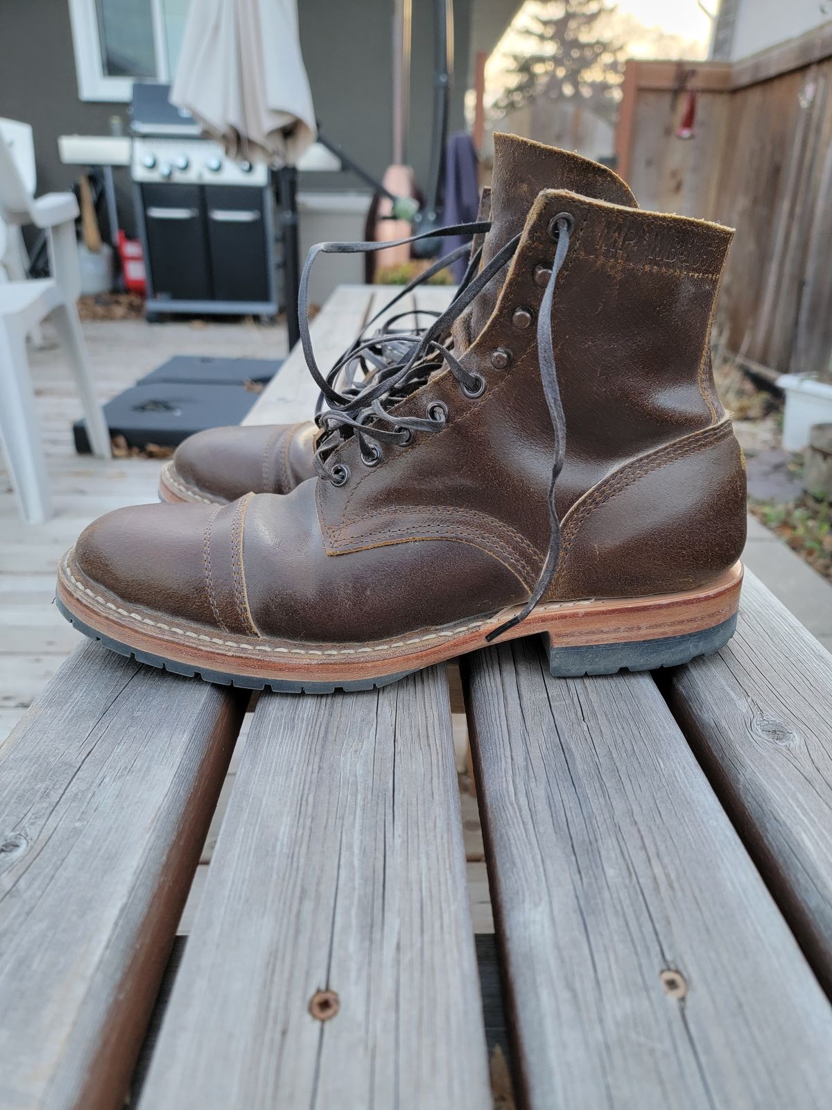 Photo by Hefe97 on November 5, 2022 of the White's MP-M1TC in Horween Cinnamon Waxed Flesh.