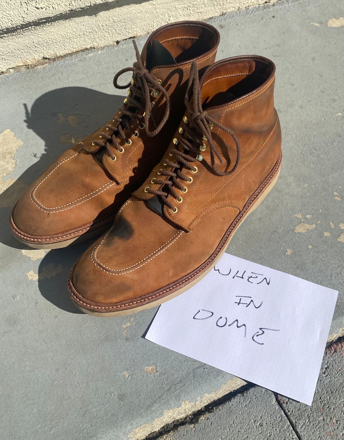 Photo by kenmar1010 on November 1, 2024 of the Alden Indy Boot in Smooth Tan Chamois.