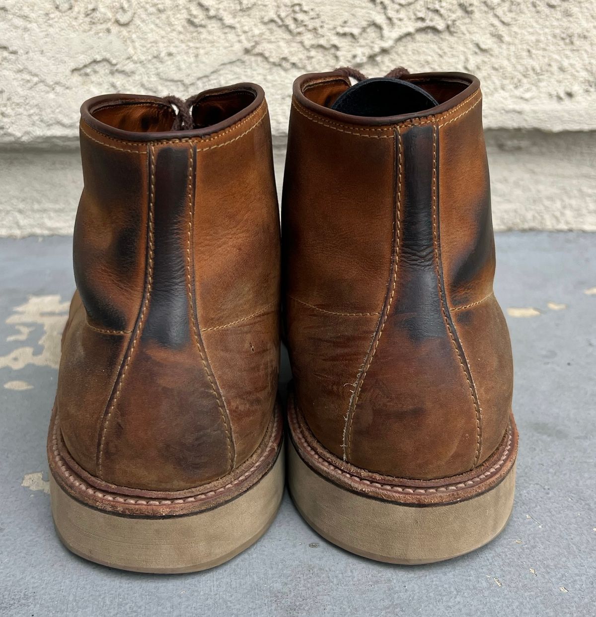 Photo by kenmar1010 on January 3, 2025 of the Alden Indy Boot in Smooth Tan Chamois.