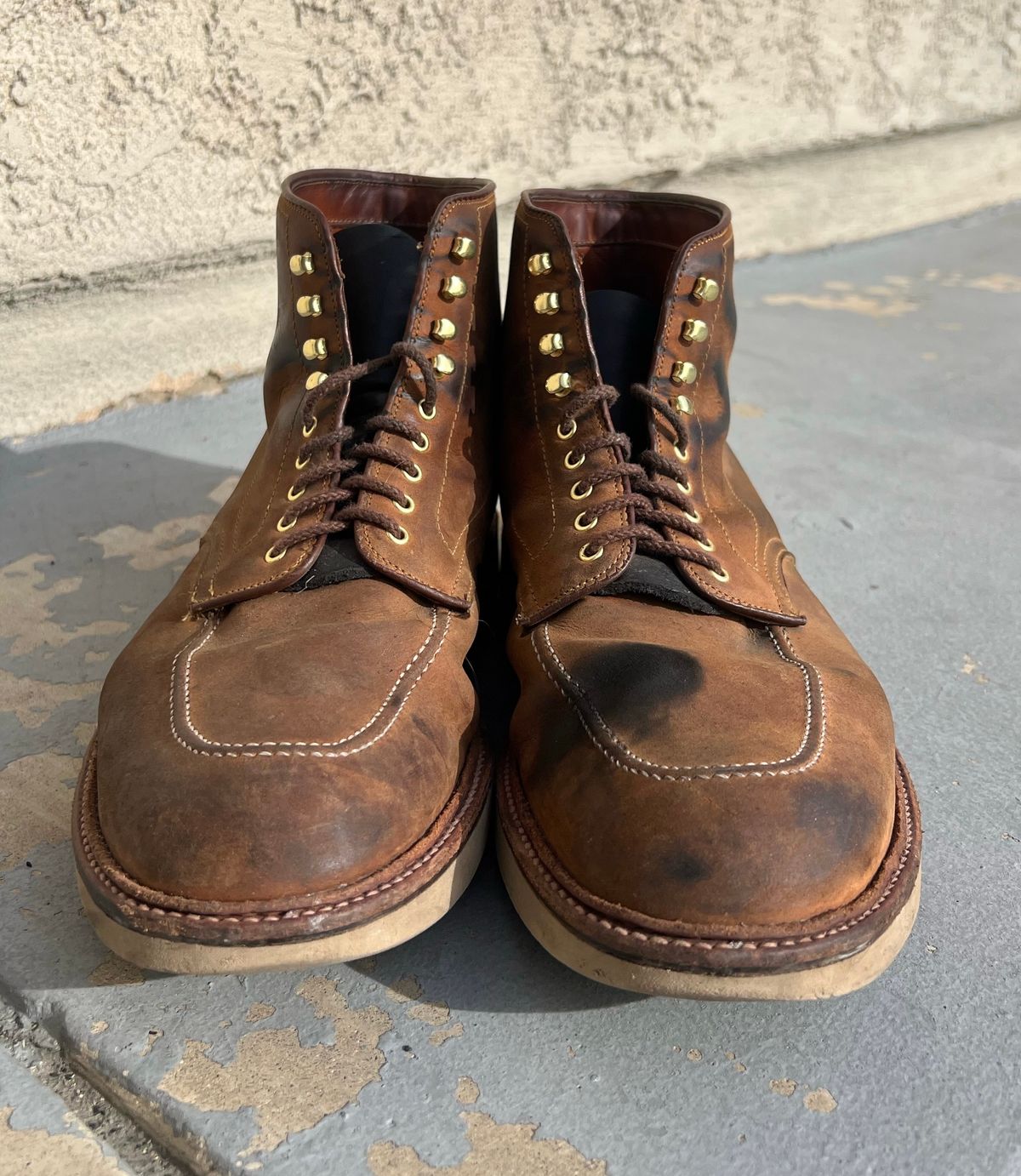 Photo by kenmar1010 on March 4, 2025 of the Alden Indy Boot in Smooth Tan Chamois.