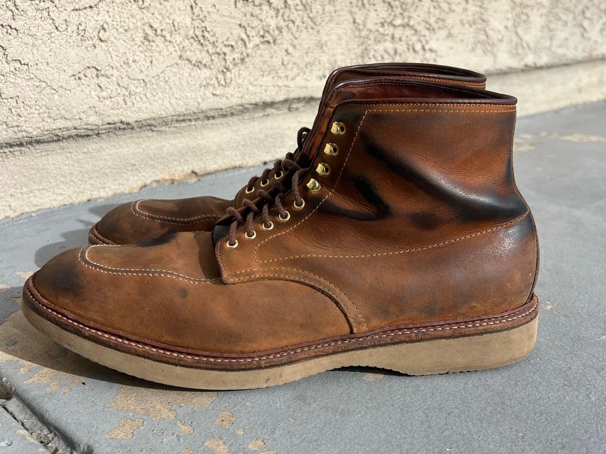 Photo by kenmar1010 on March 4, 2025 of the Alden Indy Boot in Smooth Tan Chamois.
