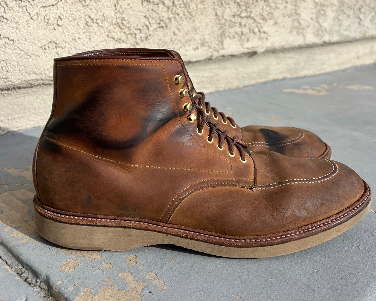 Photo by kenmar1010 on March 4, 2025 of the Alden Indy Boot in Smooth Tan Chamois.