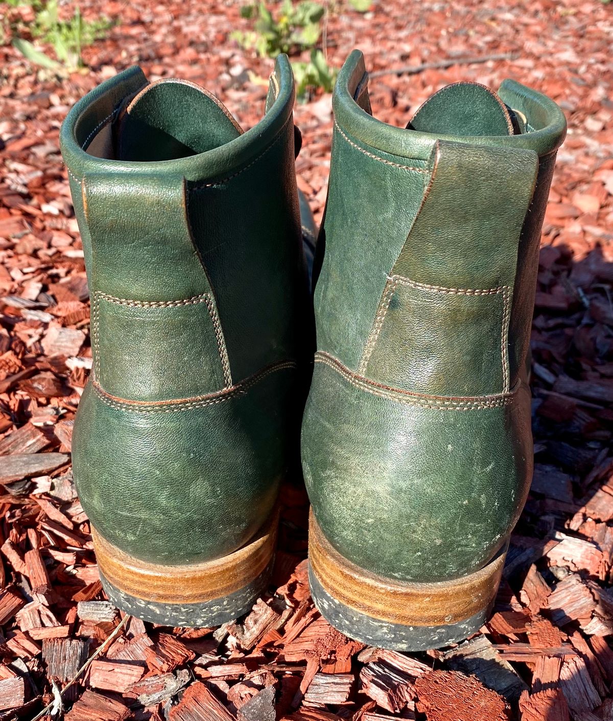Photo by kenmar1010 on April 5, 2023 of the Iron Boots 5515 in Maryam Jungle Green Horsebutt.