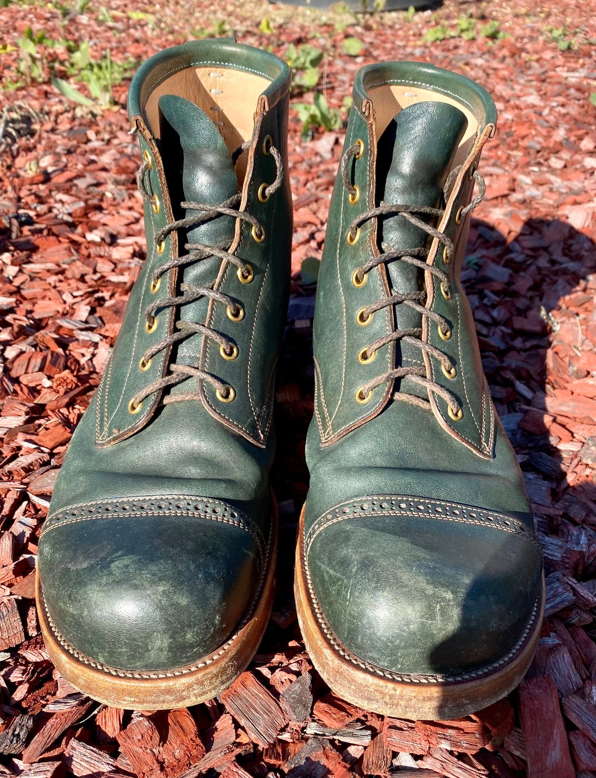 Photo by kenmar1010 on April 5, 2023 of the Iron Boots 5515 in Maryam Jungle Green Horsebutt.