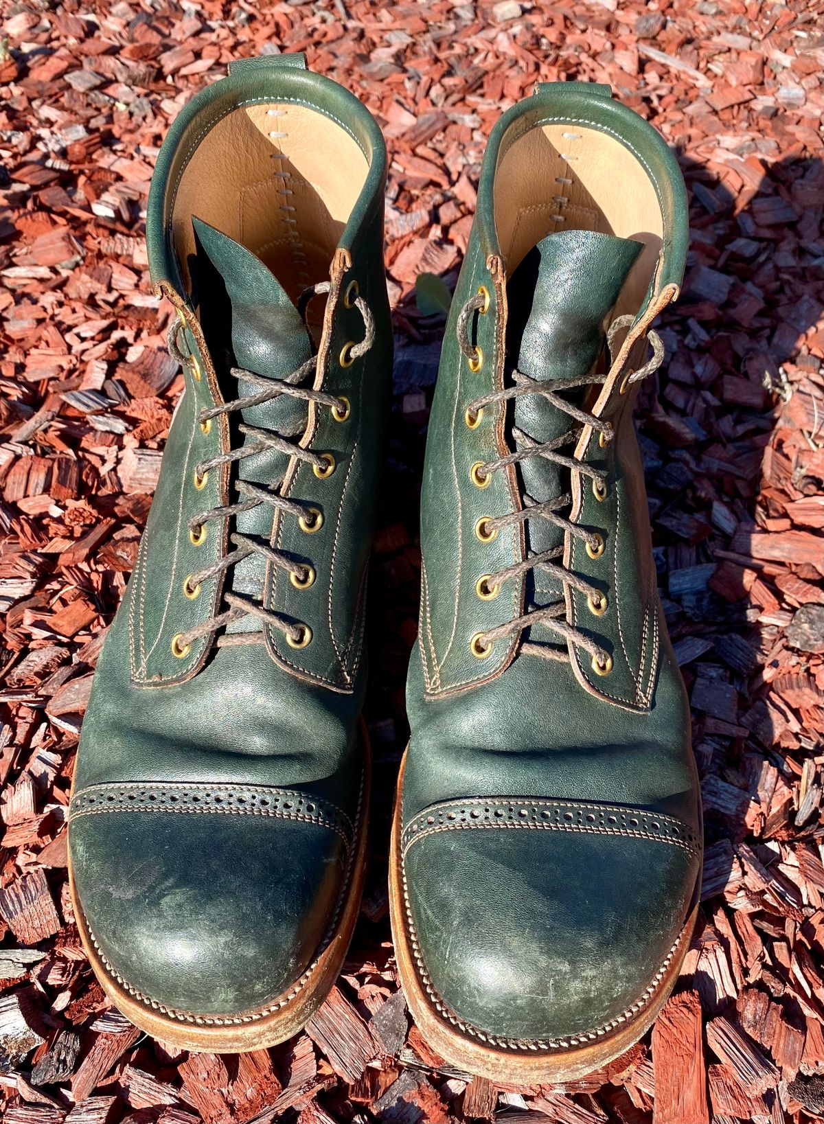 Photo by kenmar1010 on April 5, 2023 of the Iron Boots 5515 in Maryam Jungle Green Horsebutt.