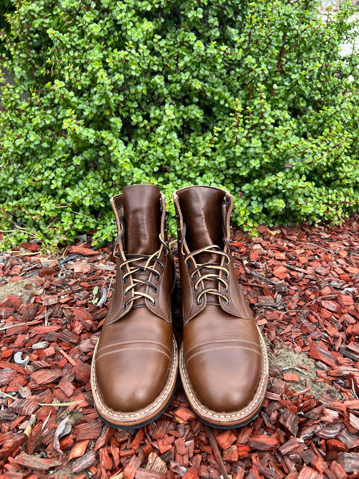 Photo by kenmar1010 on October 1, 2023 of the White's MP-Sherman Toe Cap in Horween British Tan Chromexcel.