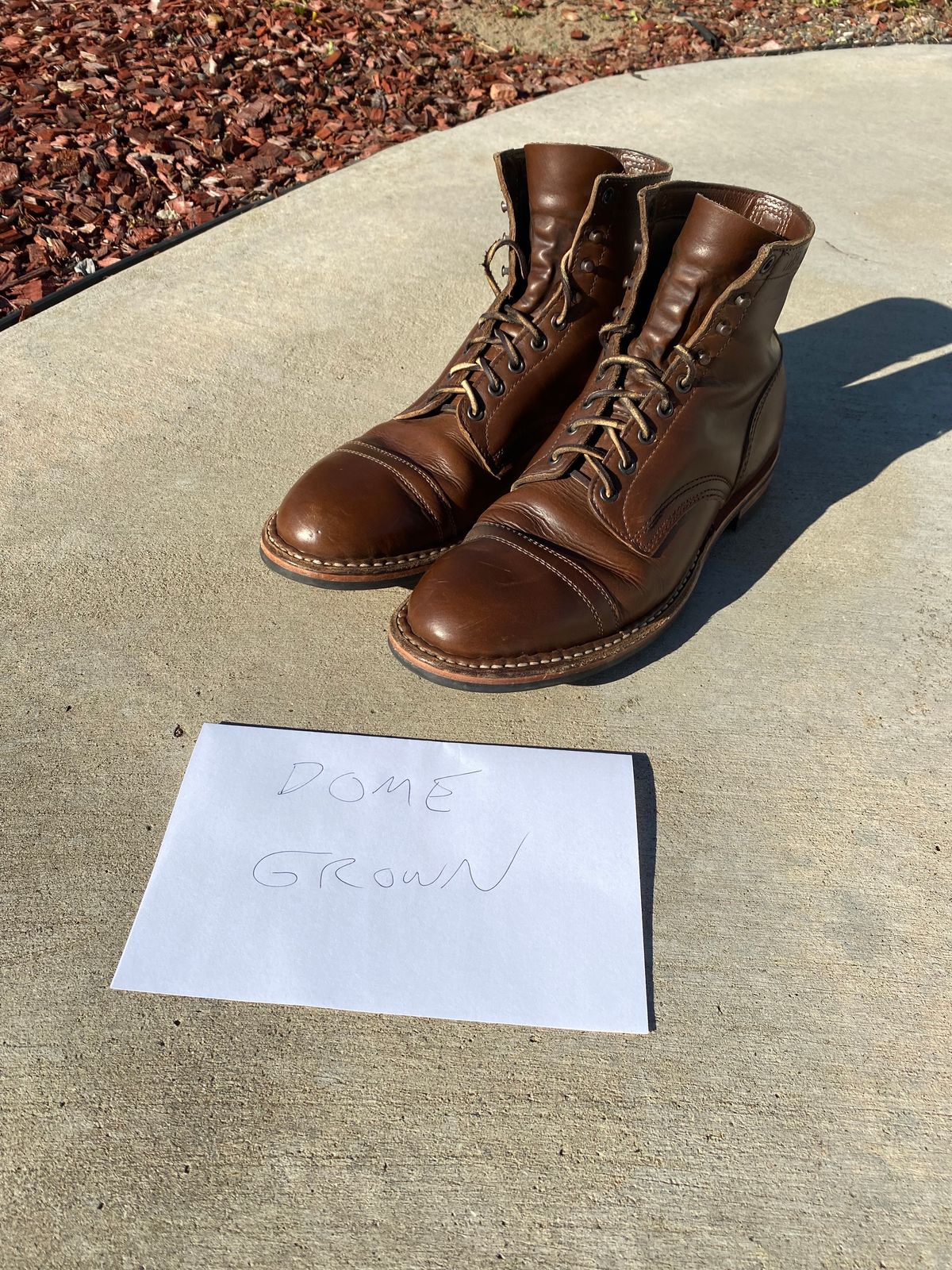 Photo by kenmar1010 on November 5, 2023 of the White's MP-Sherman Toe Cap in Horween British Tan Chromexcel.