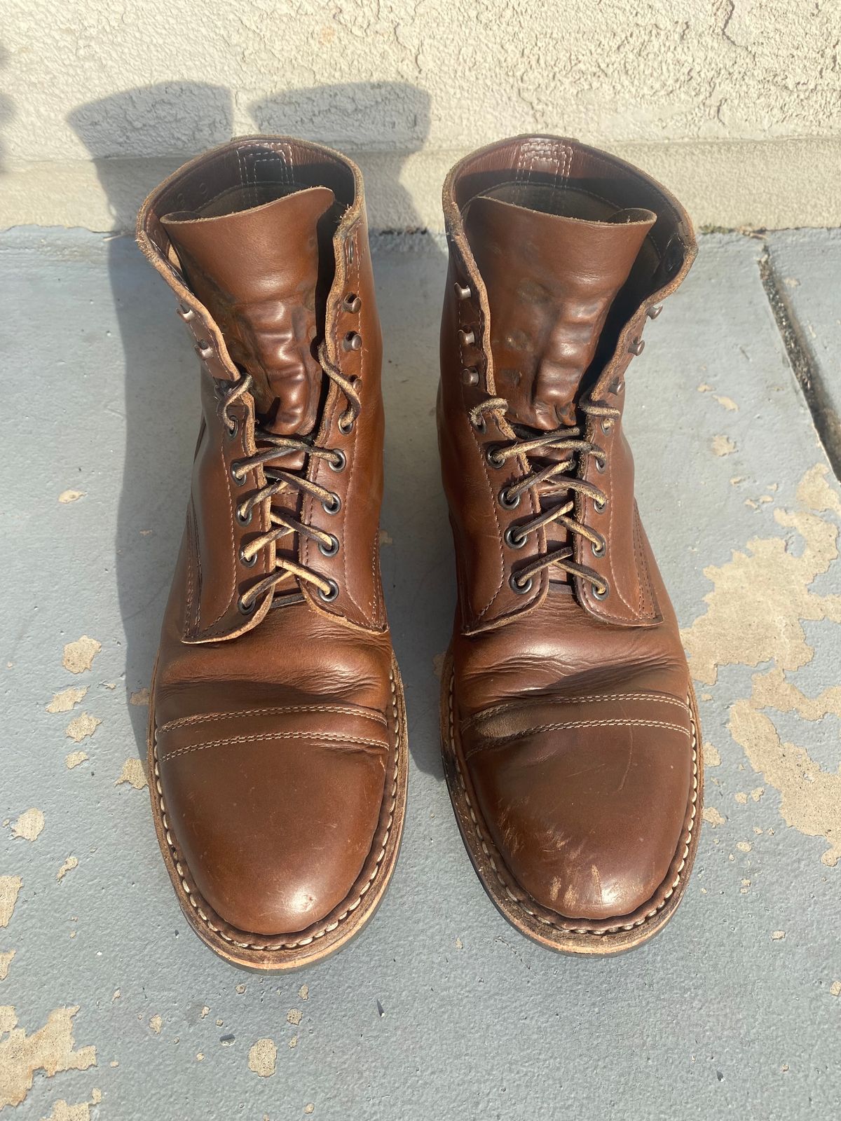 Photo by kenmar1010 on December 4, 2023 of the White's MP-Sherman Toe Cap in Horween British Tan Chromexcel.