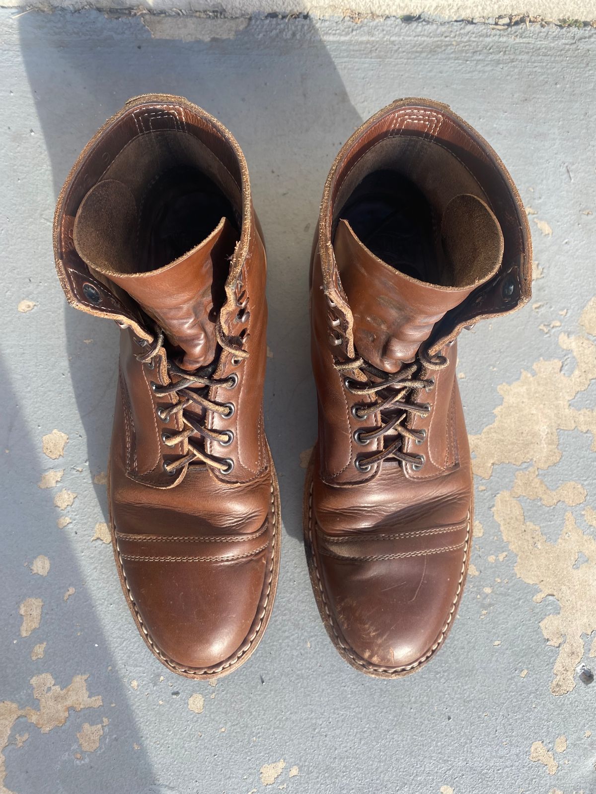 Photo by kenmar1010 on December 4, 2023 of the White's MP-Sherman Toe Cap in Horween British Tan Chromexcel.