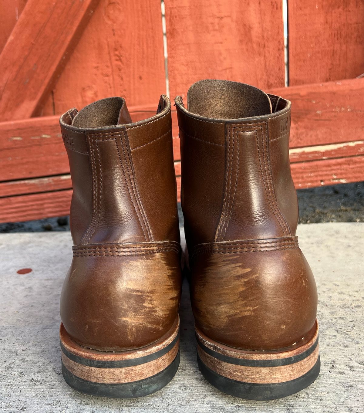 Photo by kenmar1010 on January 4, 2024 of the White's MP-Sherman Toe Cap in Horween British Tan Chromexcel.