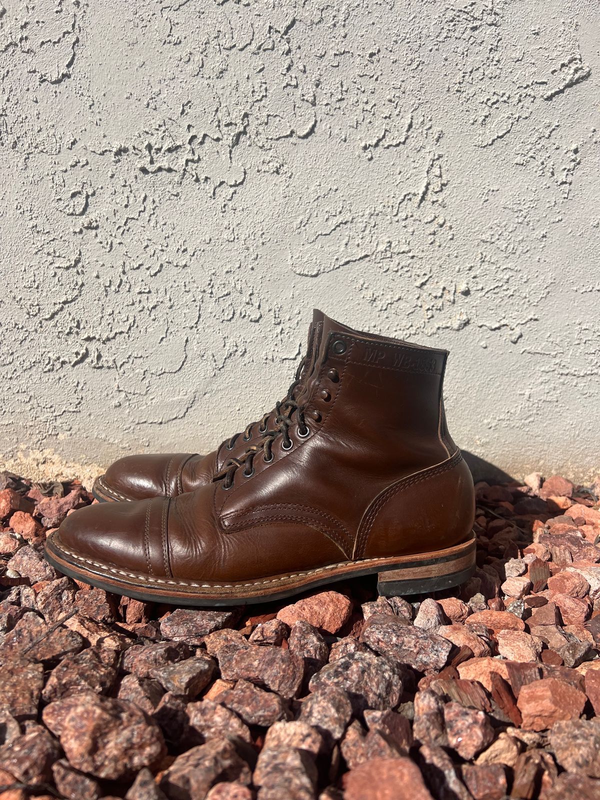 Photo by kenmar1010 on February 4, 2024 of the White's MP-Sherman Toe Cap in Horween British Tan Chromexcel.