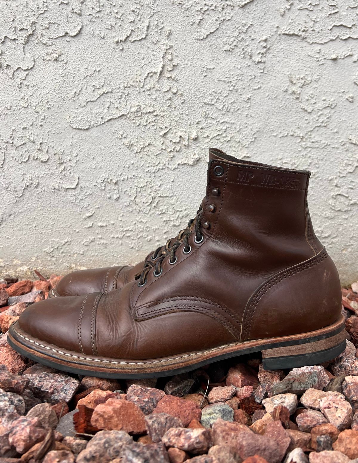 Photo by kenmar1010 on March 3, 2024 of the White's MP-Sherman Toe Cap in Horween British Tan Chromexcel.