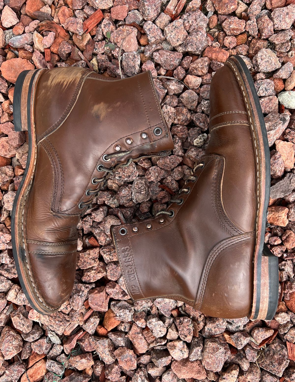 Photo by kenmar1010 on March 3, 2024 of the White's MP-Sherman Toe Cap in Horween British Tan Chromexcel.