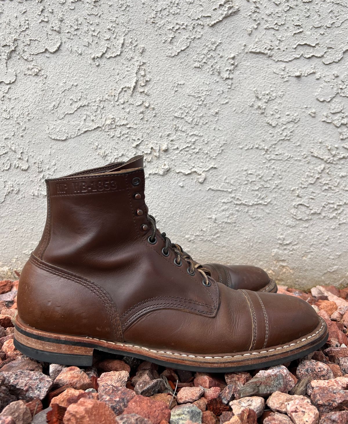 Photo by kenmar1010 on March 3, 2024 of the White's MP-Sherman Toe Cap in Horween British Tan Chromexcel.