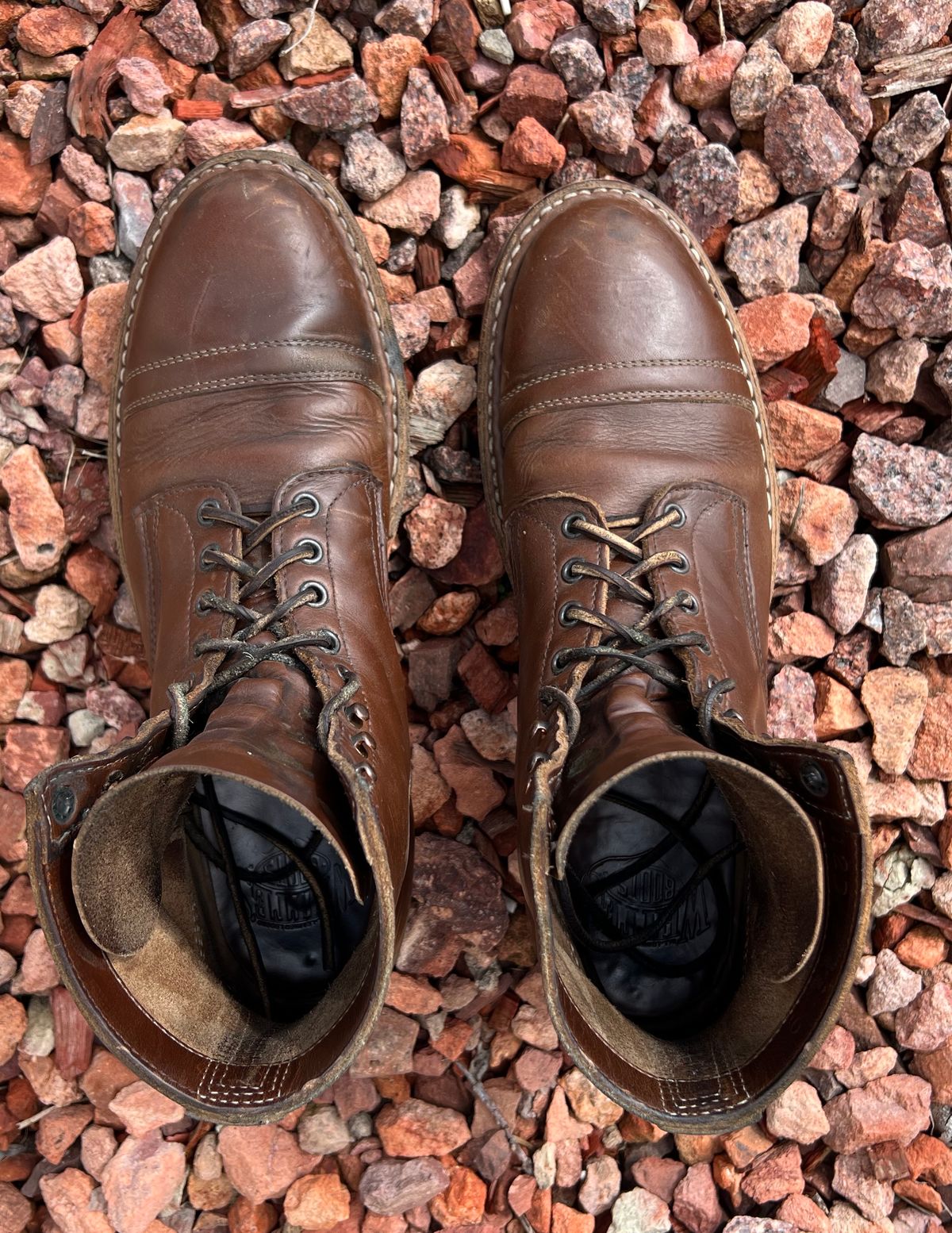 Photo by kenmar1010 on March 3, 2024 of the White's MP-Sherman Toe Cap in Horween British Tan Chromexcel.