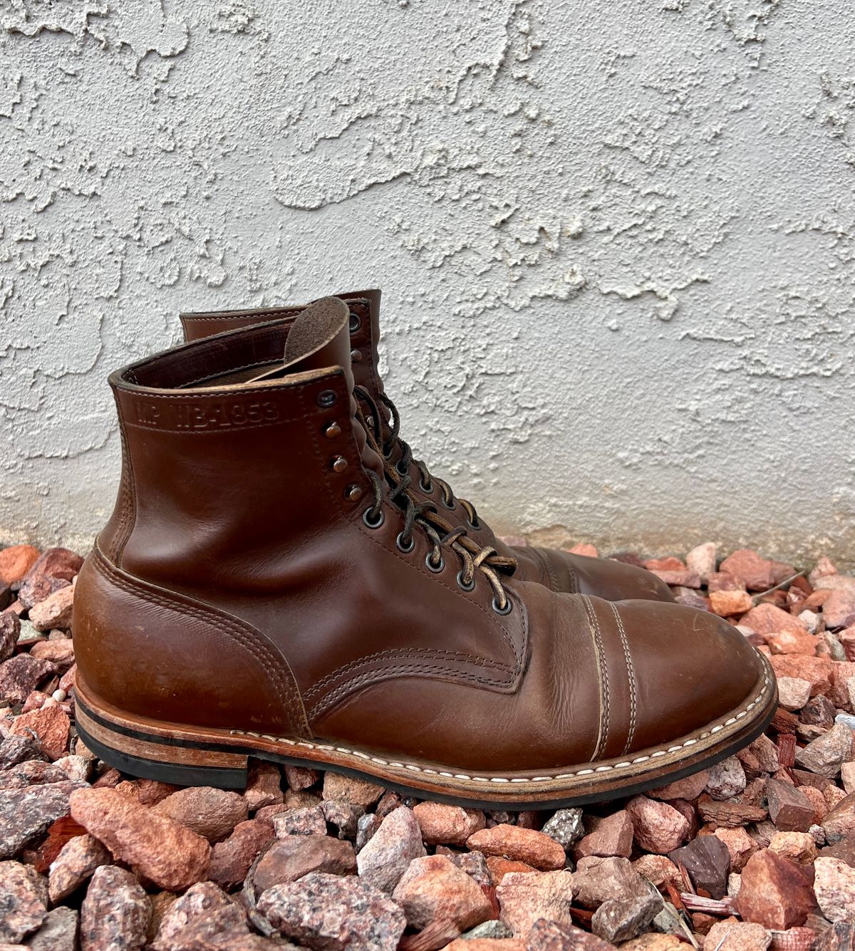 Photo by kenmar1010 on April 5, 2024 of the White's MP-Sherman Toe Cap in Horween British Tan Chromexcel.