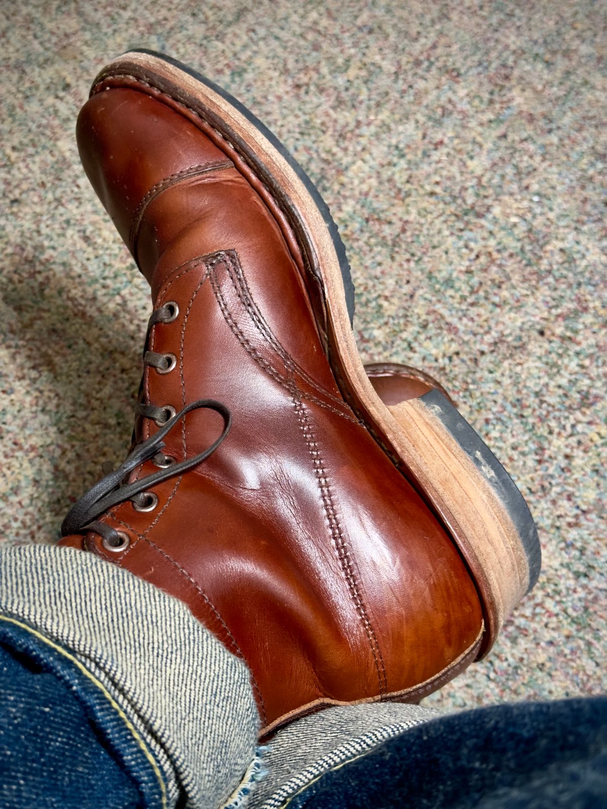 Photo by UglyJoe on March 6, 2024 of the White's Semi-Dress in Wickett & Craig Tan Oiled Latigo.