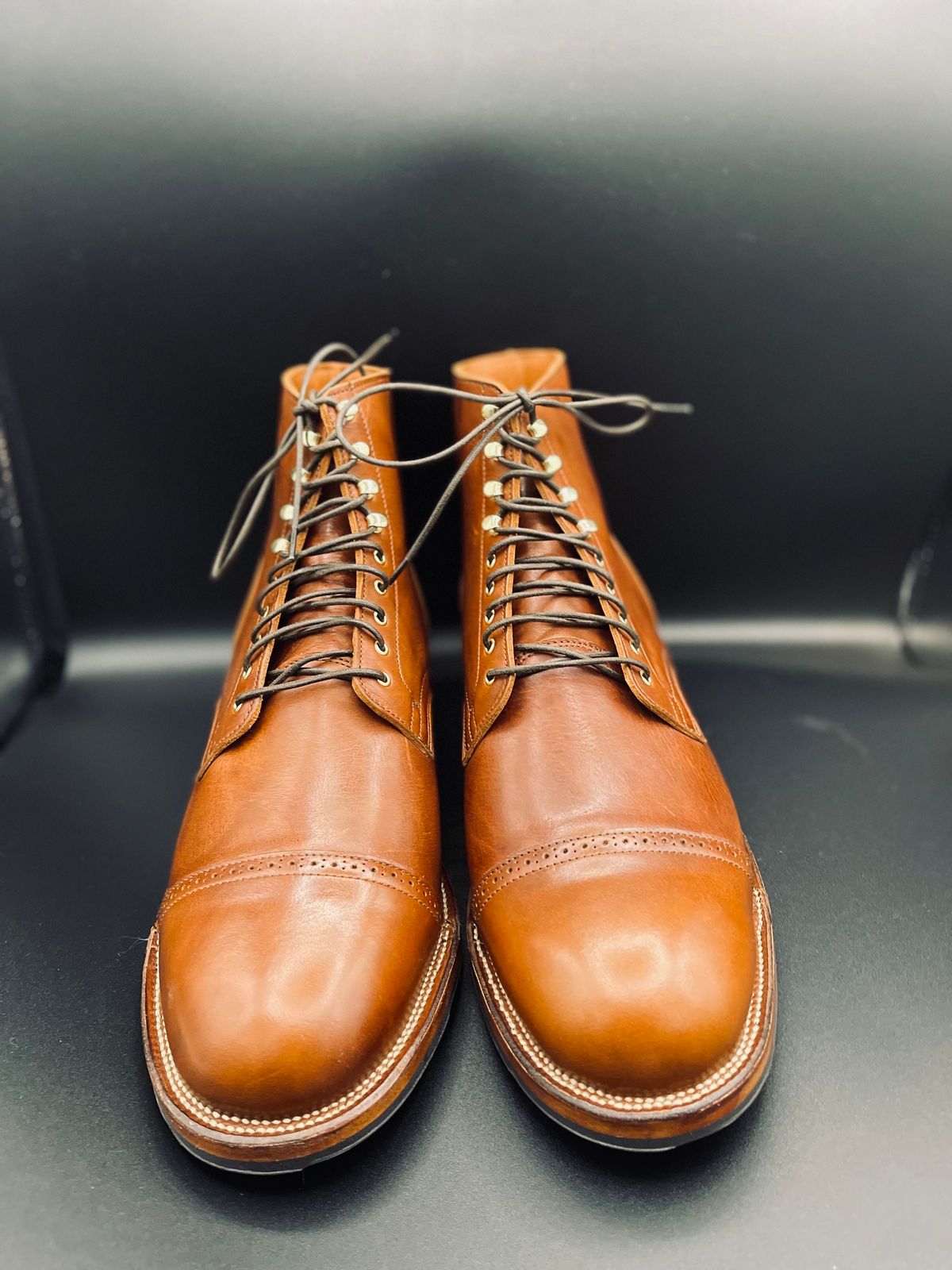 Photo by StrikeDeuce on October 9, 2023 of the Viberg Service Boot BCT in C.F. Stead Whisky Regency Calf.