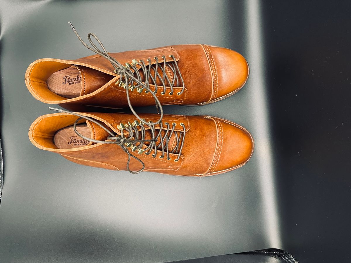 Photo by StrikeDeuce on October 9, 2023 of the Viberg Service Boot BCT in C.F. Stead Whisky Regency Calf.