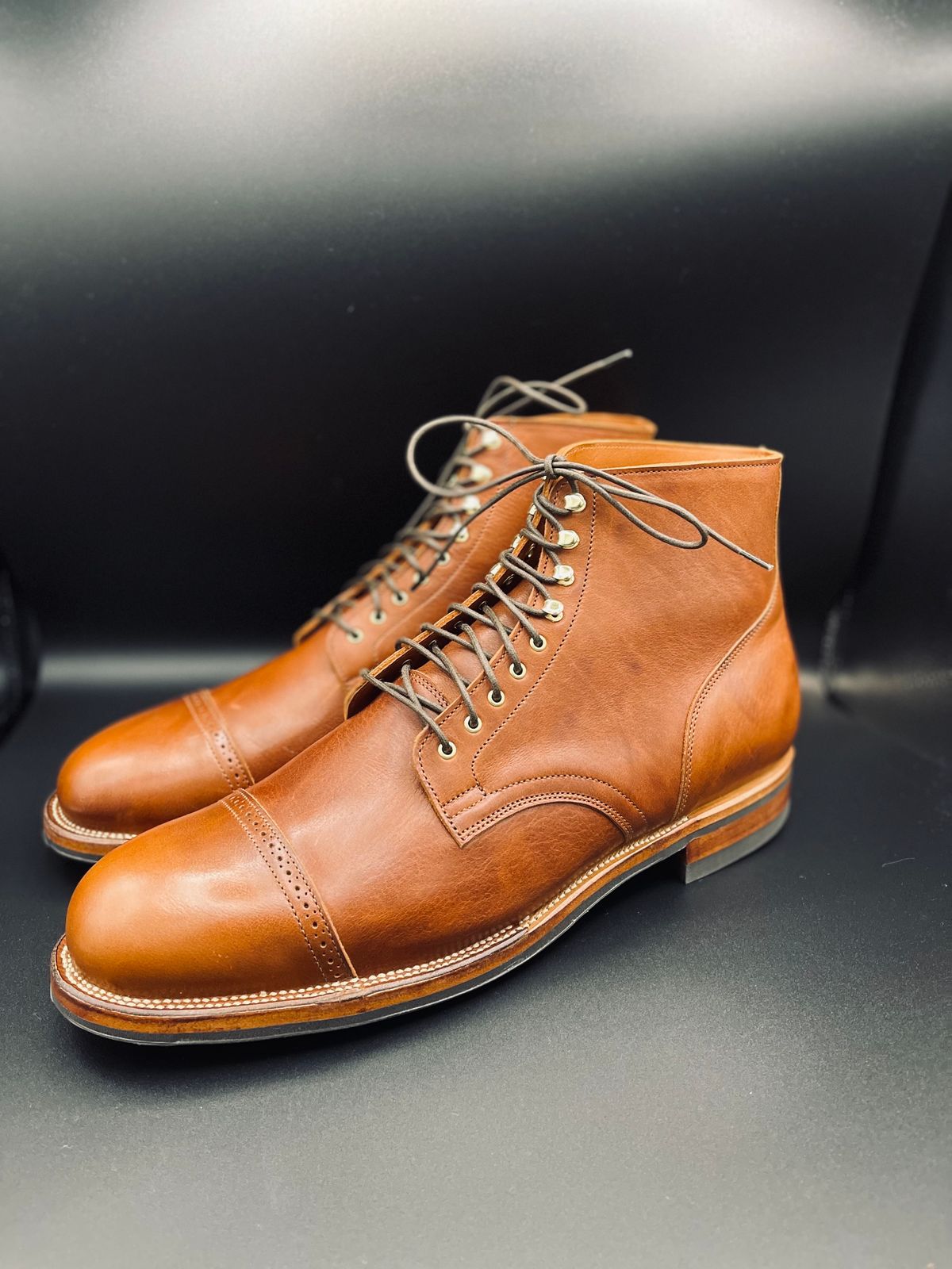 Photo by StrikeDeuce on October 9, 2023 of the Viberg Service Boot BCT in C.F. Stead Whisky Regency Calf.