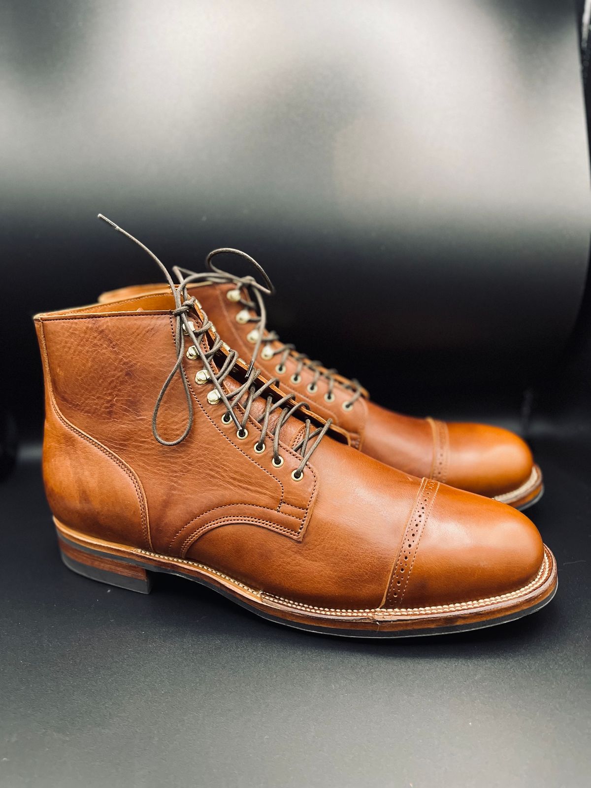 Photo by StrikeDeuce on October 9, 2023 of the Viberg Service Boot BCT in C.F. Stead Whisky Regency Calf.