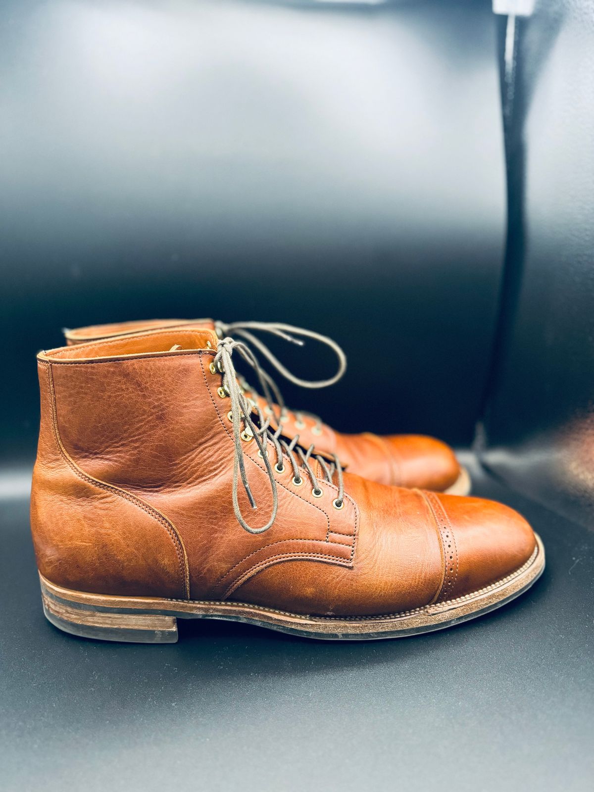 Photo by StrikeDeuce on November 5, 2023 of the Viberg Service Boot BCT in C.F. Stead Whisky Regency Calf.