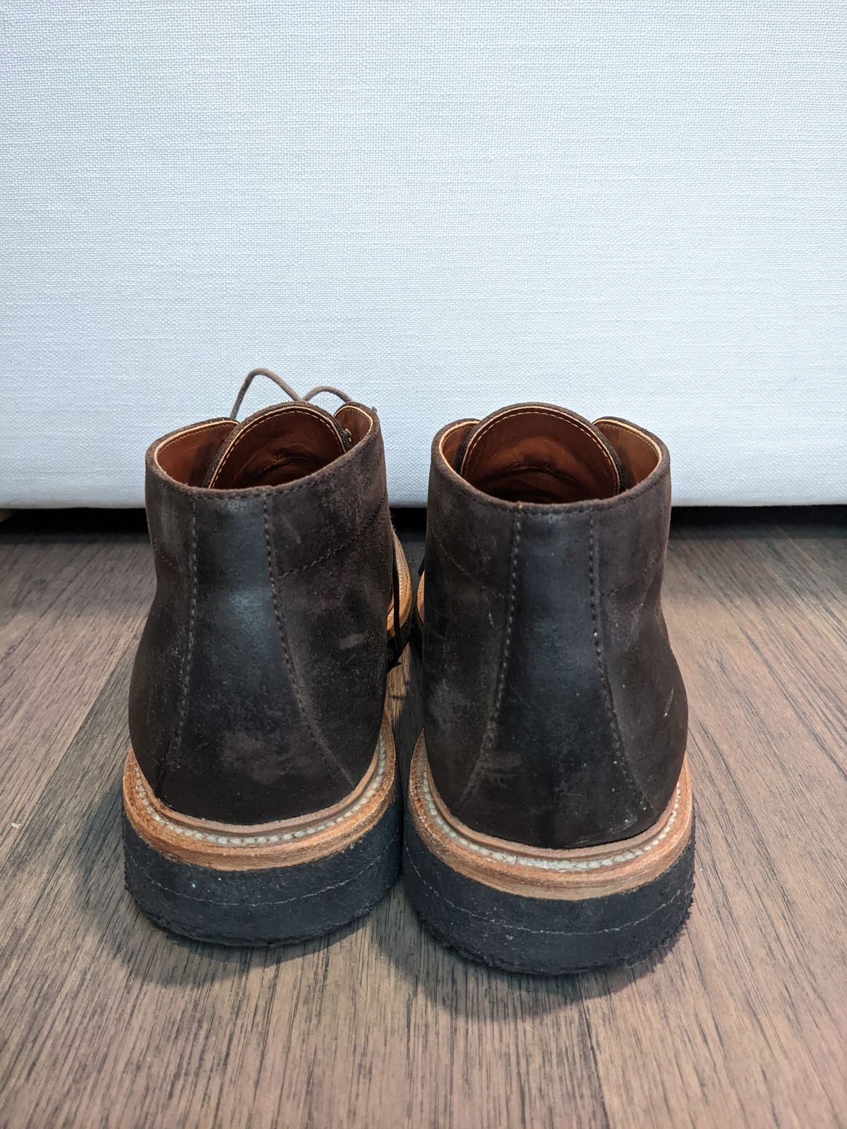 Photo by trickyspaniard on November 4, 2022 of the Grant Stone Chukka in C.F. Stead Earth Waxy Commander Suede.