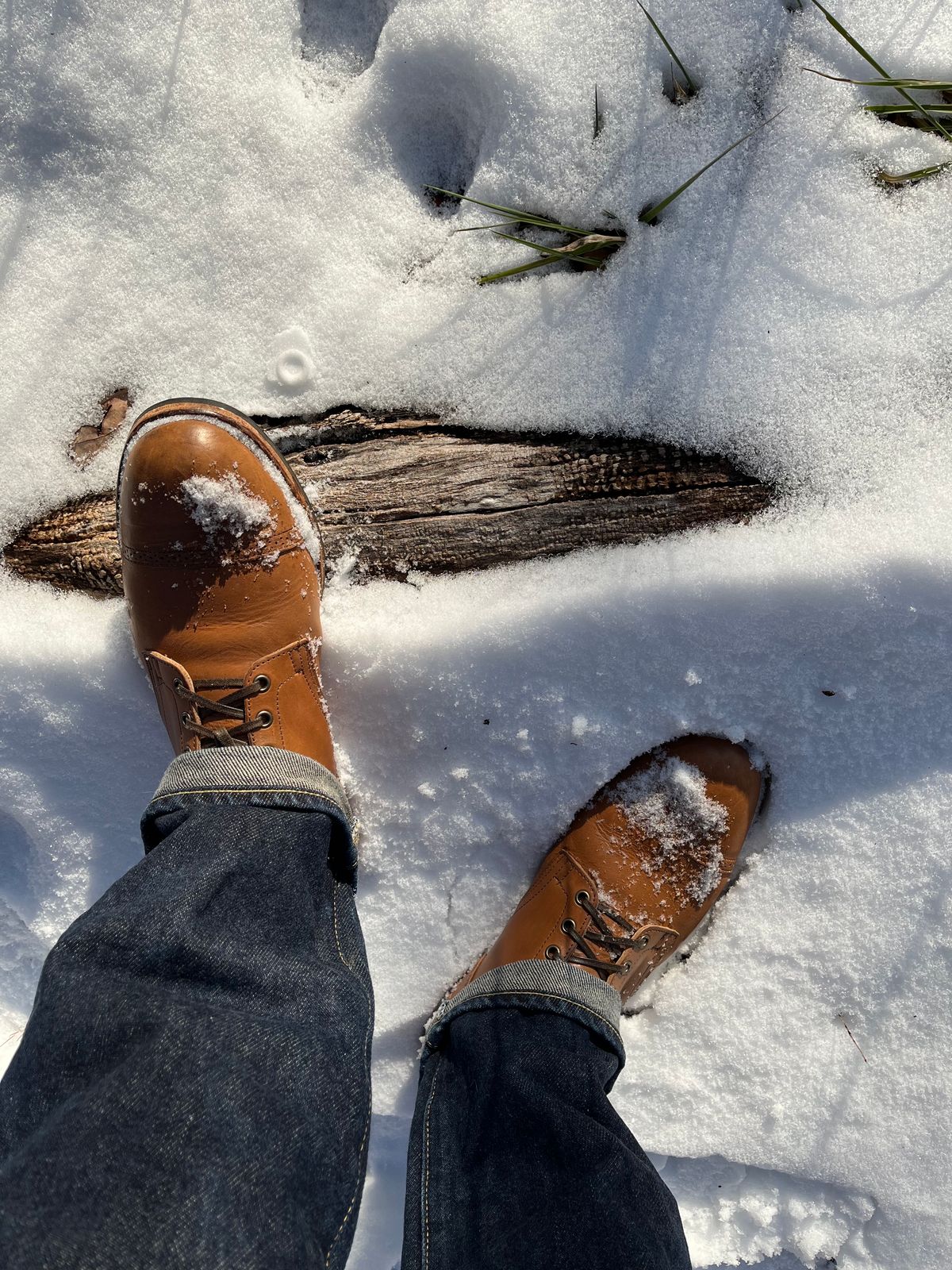 Photo by dudecomputer on February 1, 2024 of the Viberg Service Boot BCT in Horween Bourbon Workshoe Butt.