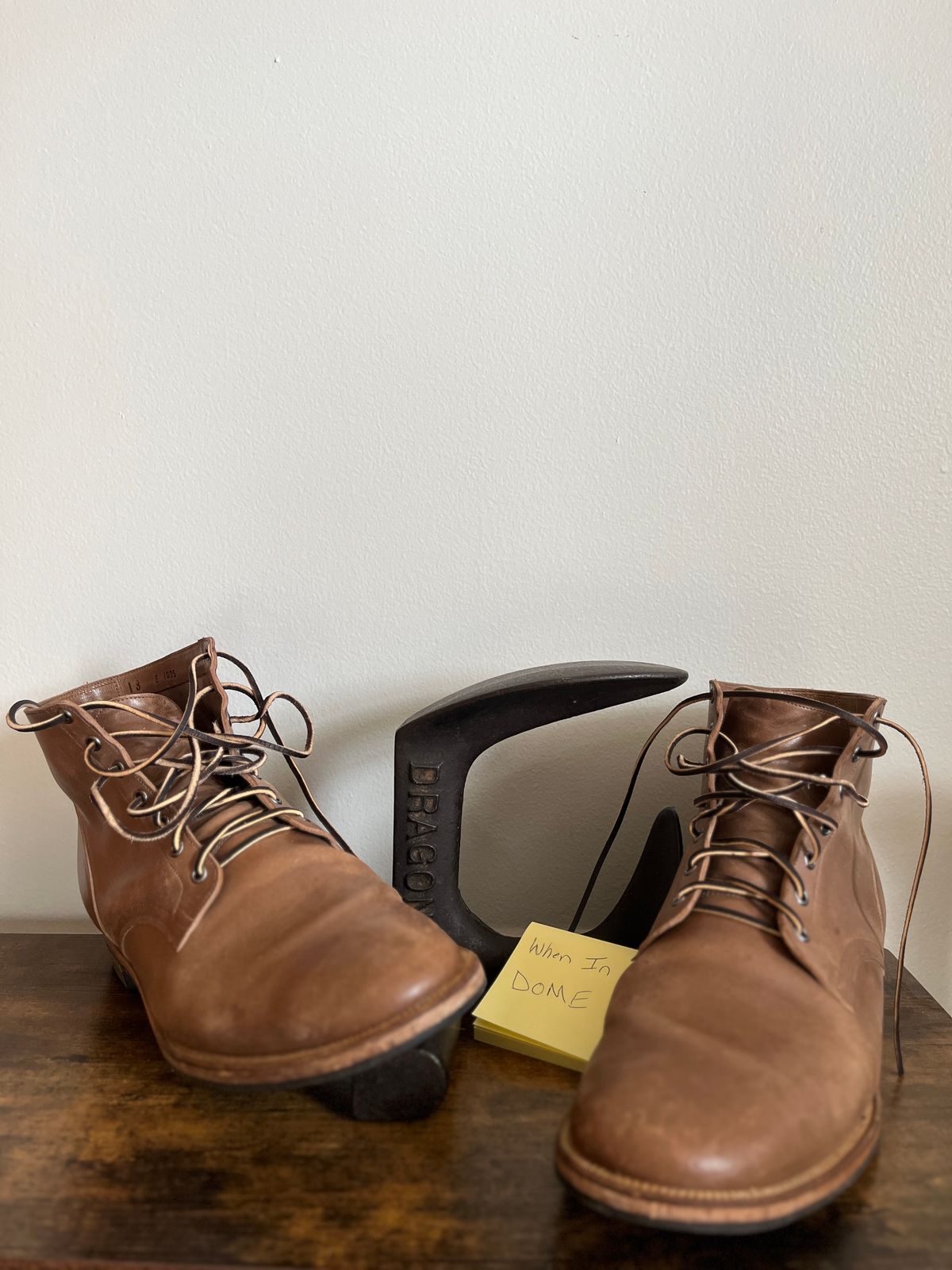 Photo by brogued on November 1, 2024 of the Viberg Service Boot in Maryam Taupe TPR Horsebutt.