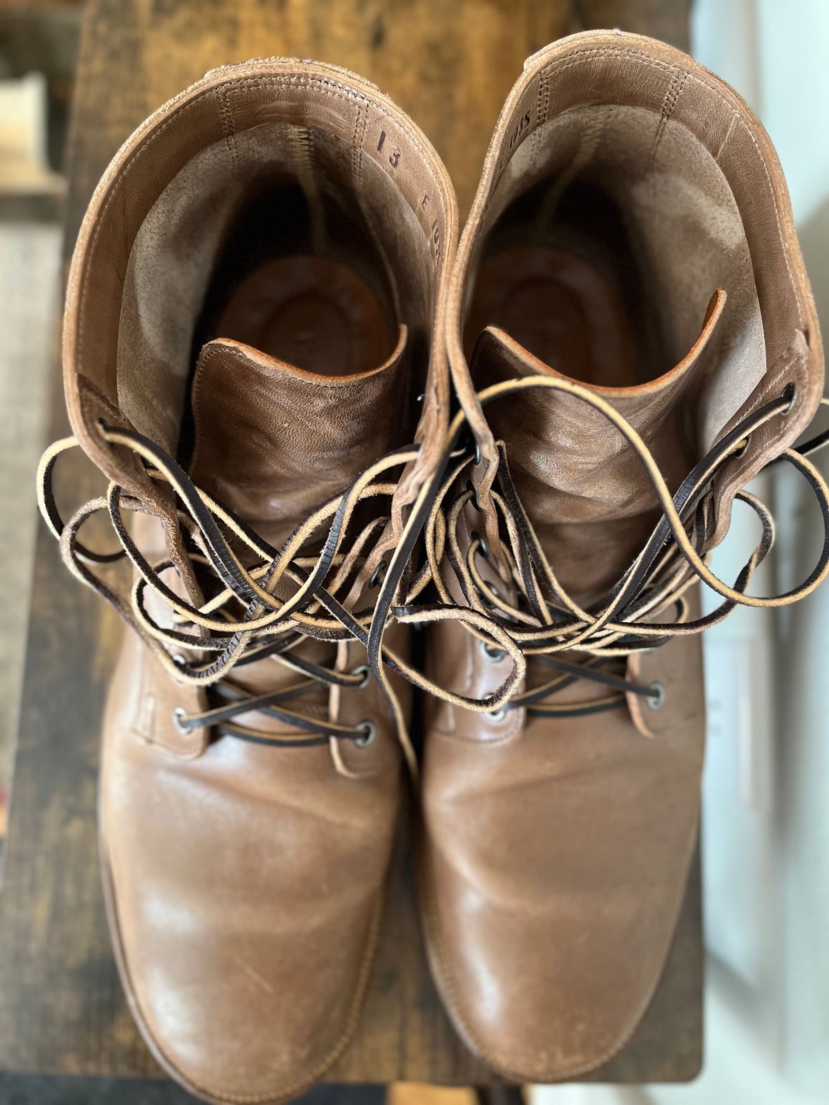 Photo by brogued on November 1, 2024 of the Viberg Service Boot in Maryam Taupe TPR Horsebutt.