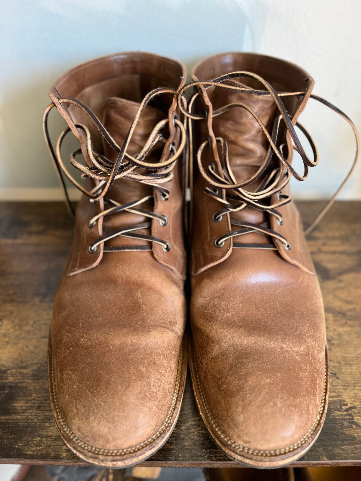 Photo by brogued on April 1, 2025 of the Viberg Service Boot in Maryam Taupe TPR Horsebutt.