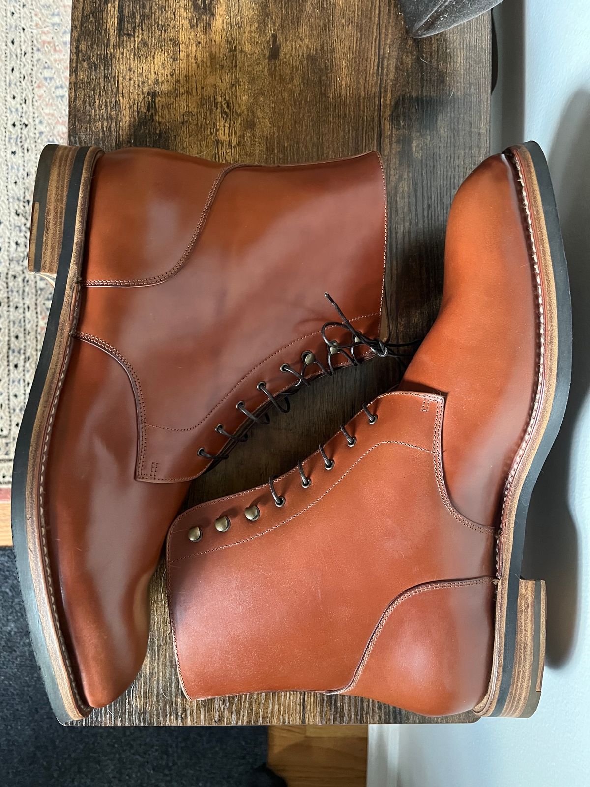 Photo by brogued on February 14, 2024 of the Rider Boot Co. Dundalk in Maryam Natural Shell Cordovan.