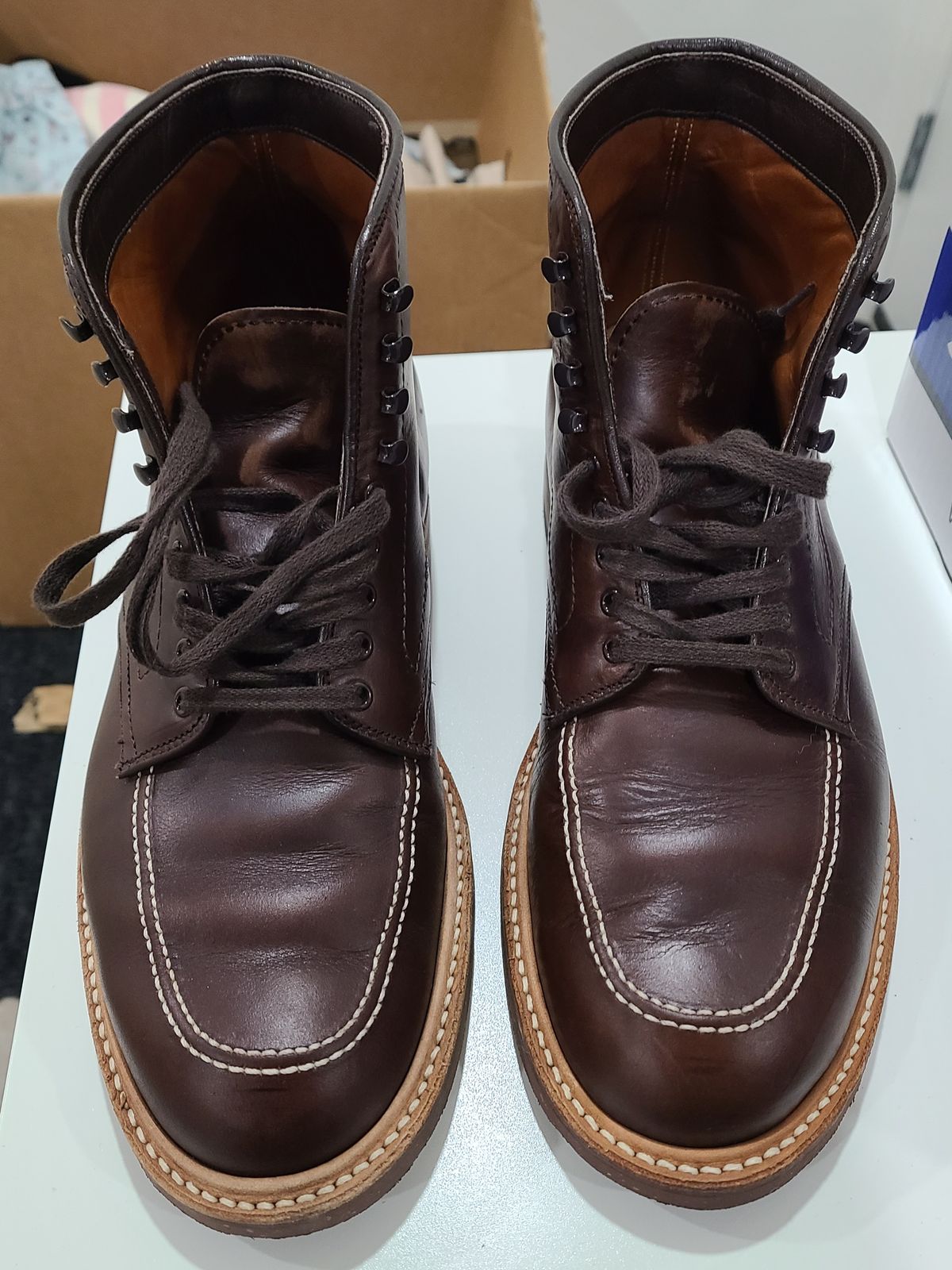 Photo by BochsBoots on October 3, 2022 of the Alden Indy Boot in Horween Brown Chromexcel.