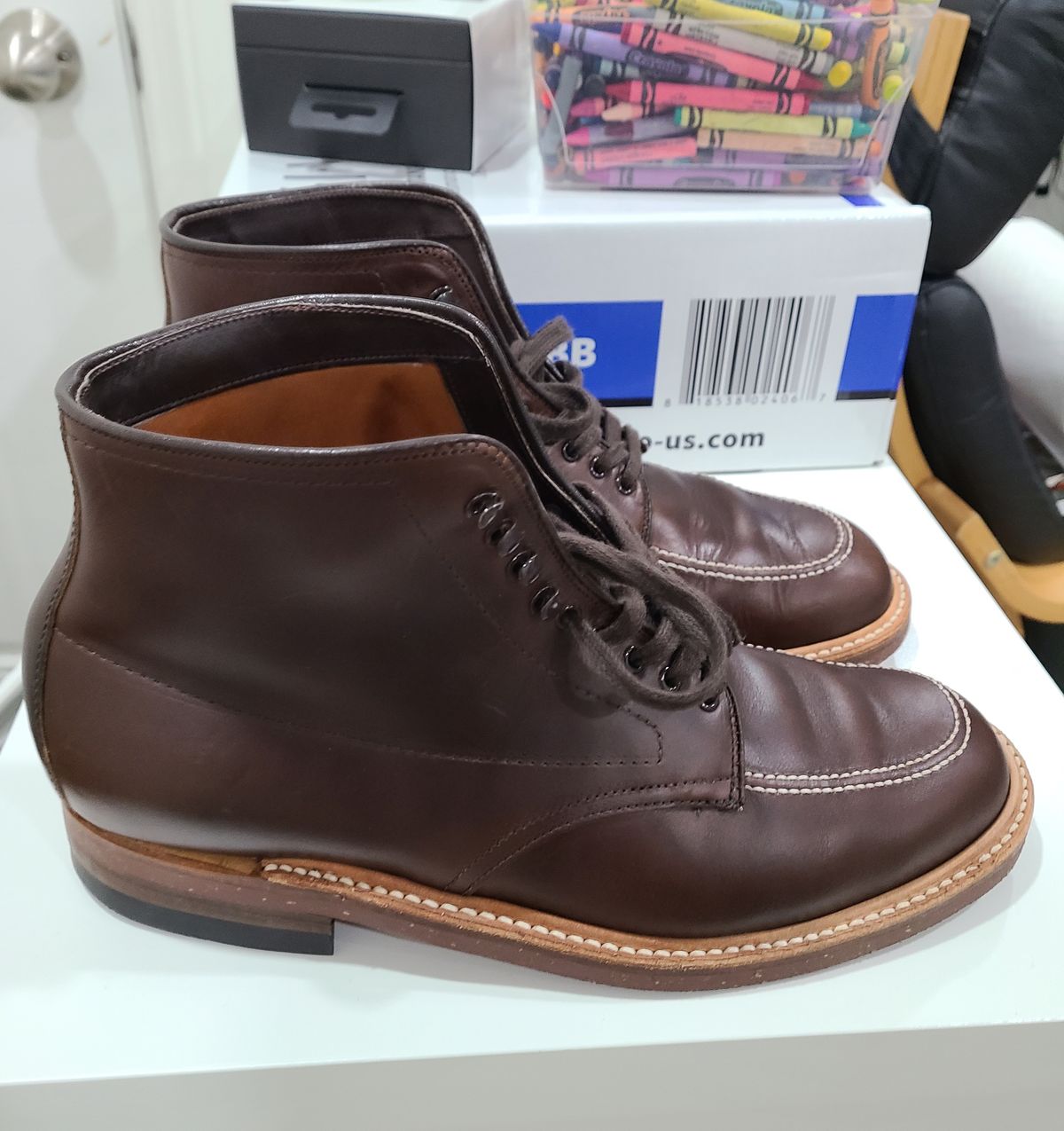 Photo by BochsBoots on October 3, 2022 of the Alden Indy Boot in Horween Brown Chromexcel.