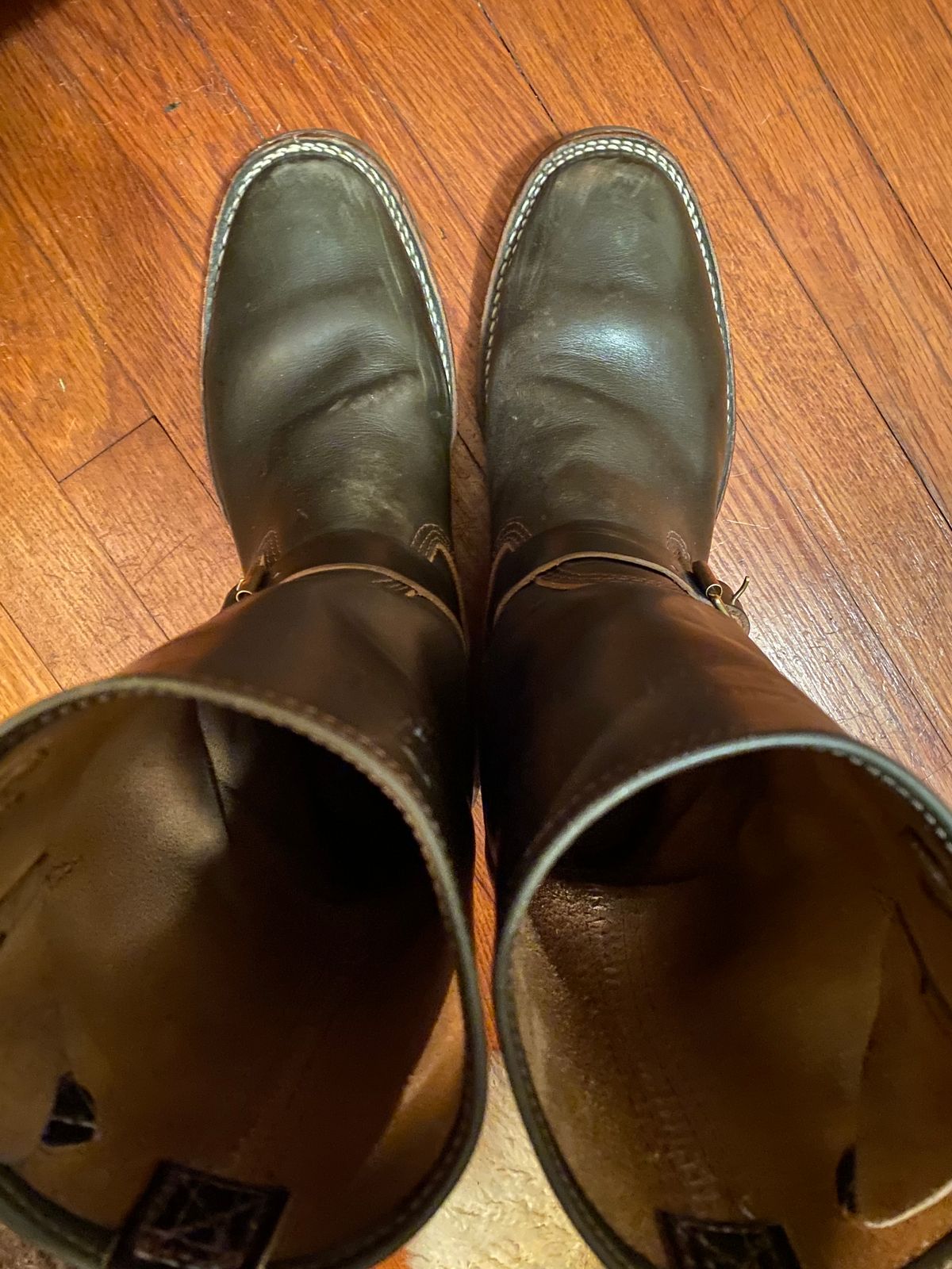 Photo by tgsnyder on March 6, 2023 of the Wesco Mister Lou in Horween Olive Chromexcel.