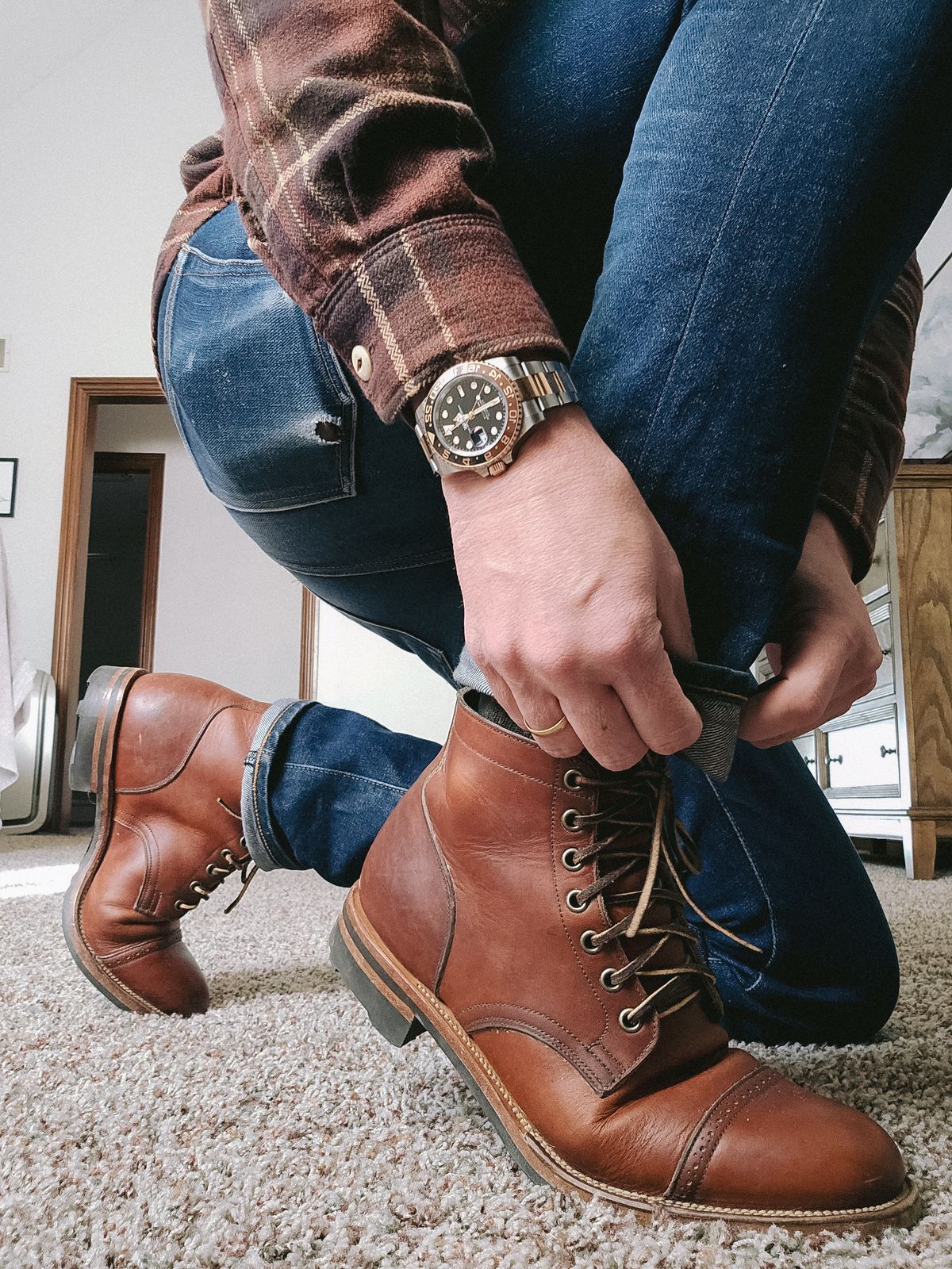 Photo by vintagekeys on December 21, 2025 of the Viberg Service Boot in Horween Saddle Tan Chromepak.