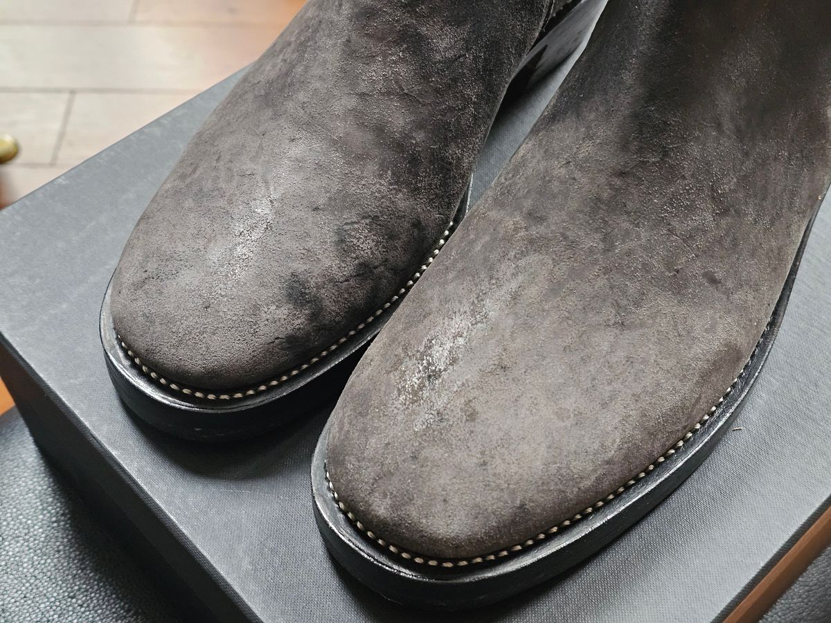 Photo by vintagekeys on December 19, 2025 of the Briselblack The Kai Jodhpur in Maryam Black Waxed Reverse Horsebutt.