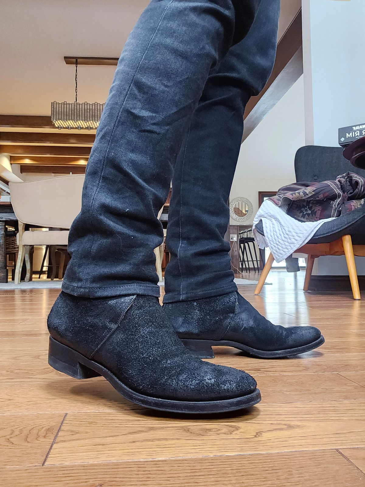 Photo by vintagekeys on February 4, 2026 of the Clinch George Boots in Uneven Horse Suede.