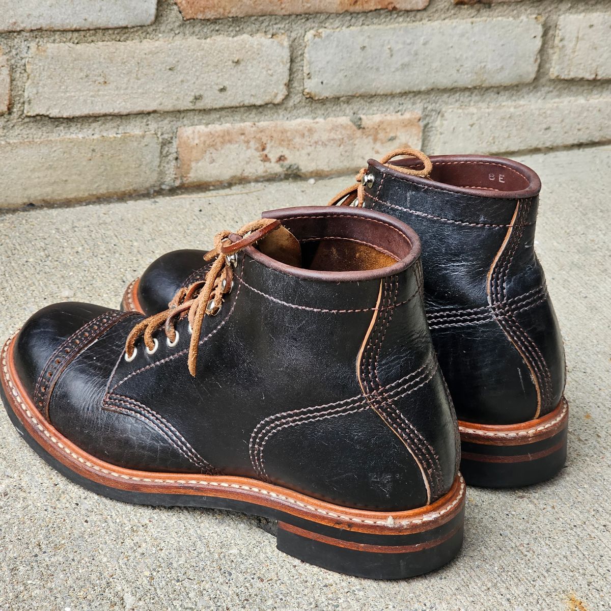 Photo by vintagekeys on February 5, 2025 of the John Lofgren Combat Boots in Shinki Black Oiled Horsebutt.