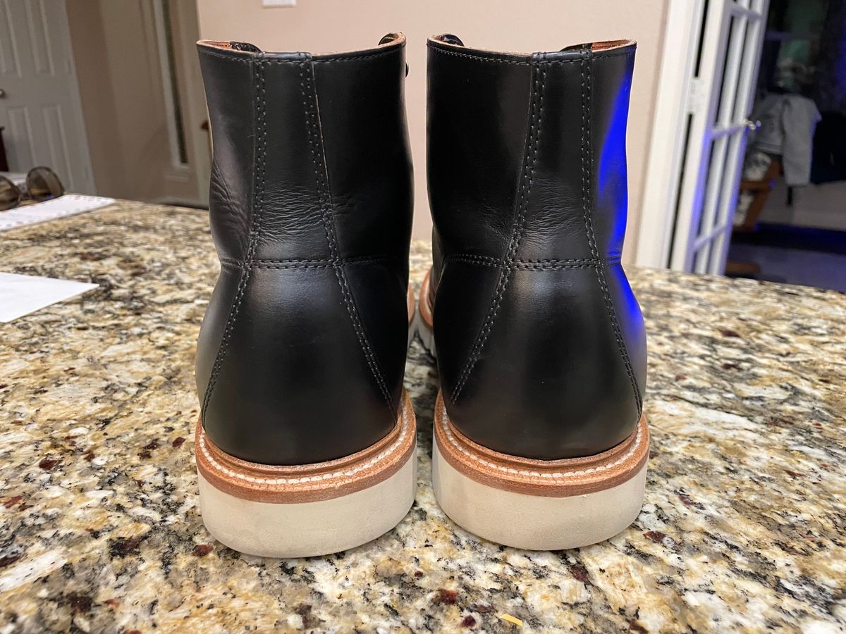 Photo by stheisen on November 3, 2022 of the Grant Stone Brass Boot in Horween Black Chromexcel.