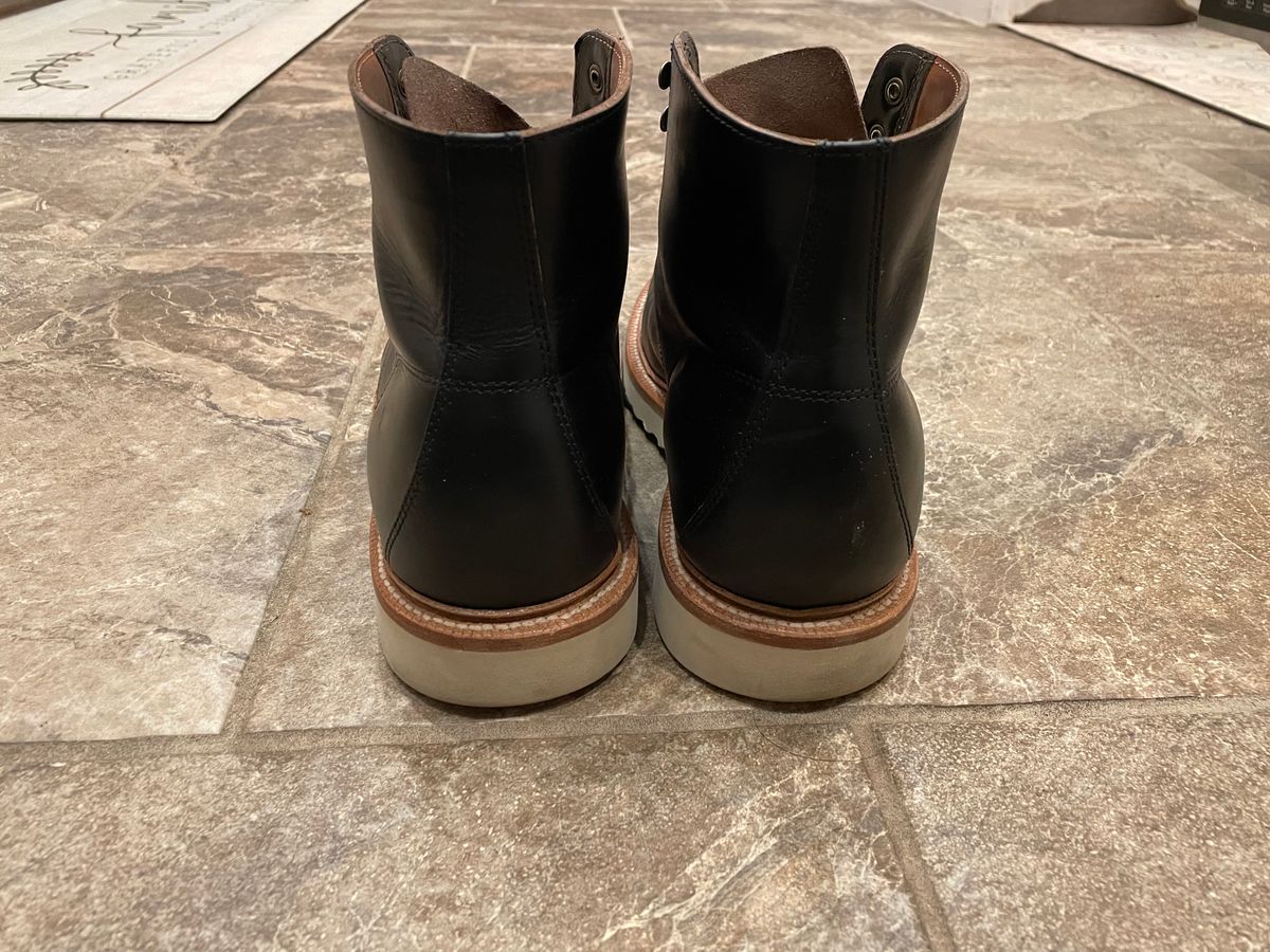 Photo by stheisen on December 6, 2022 of the Grant Stone Brass Boot in Horween Black Chromexcel.