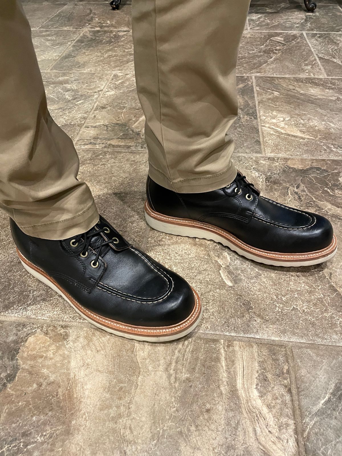 Photo by stheisen on January 6, 2023 of the Grant Stone Brass Boot in Horween Black Chromexcel.