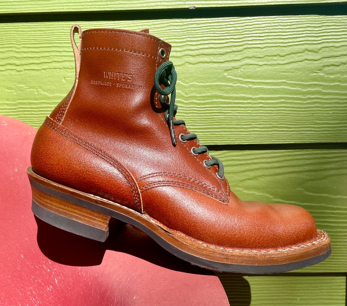 Photo by obijuan on June 16, 2026 of the White's 350 Cruiser in Horween Waxed Flesh Essex.