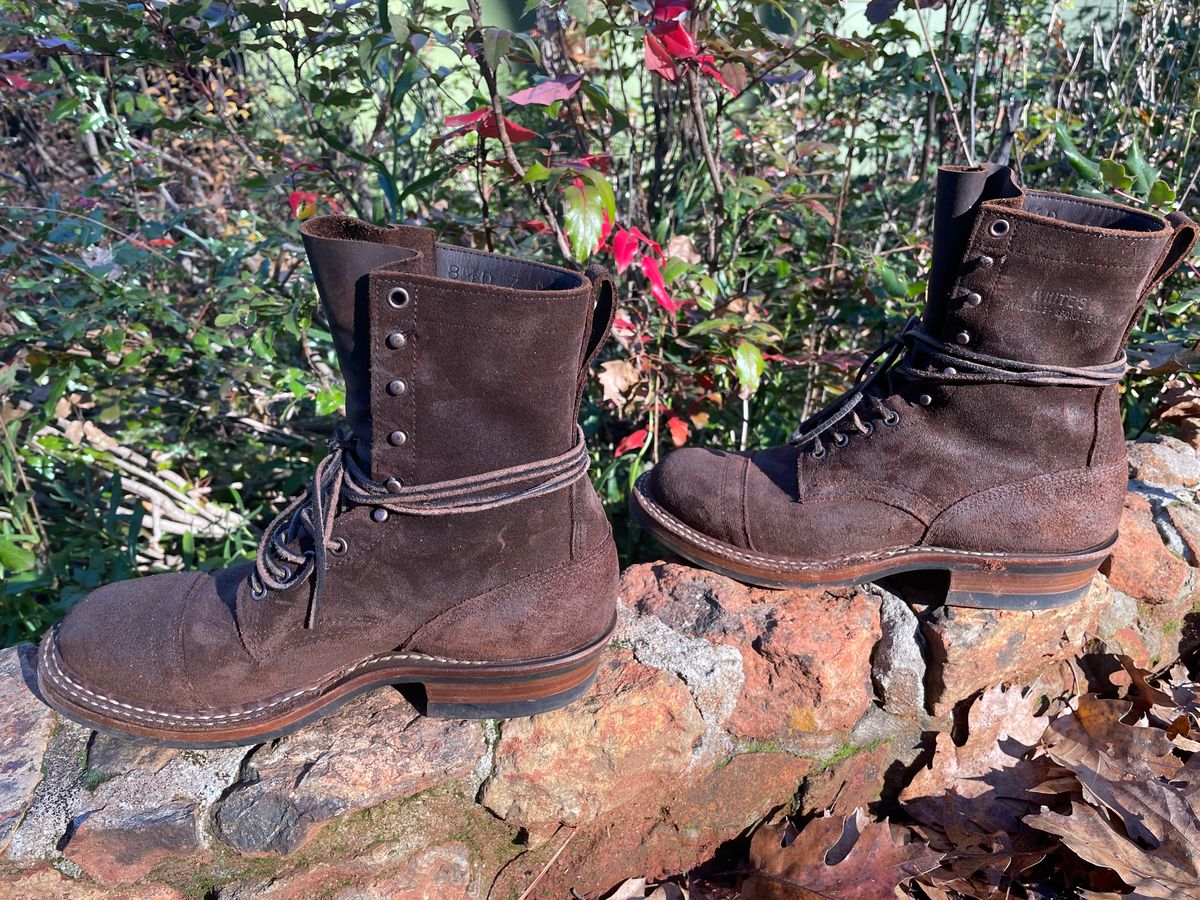 Photo by obijuan on December 5, 2024 of the White's Bounty Hunter in Seidel Distressed Roughout.