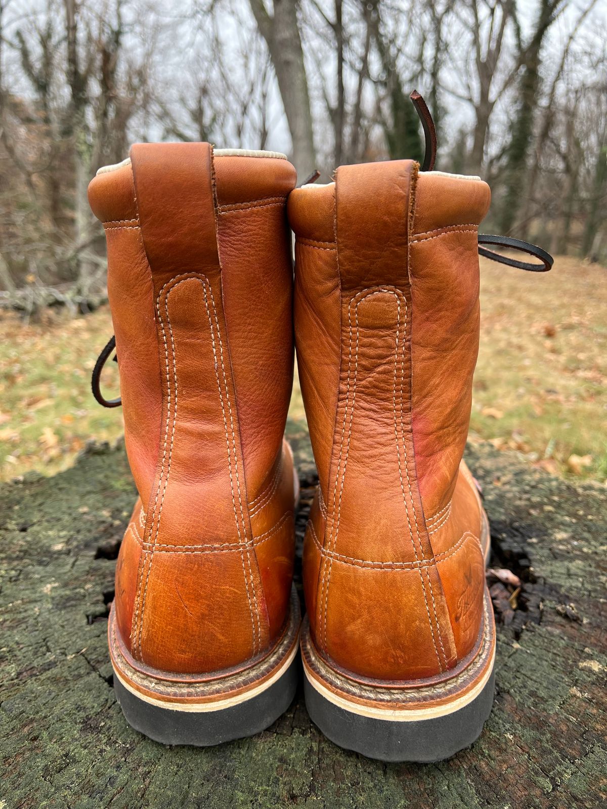 Photo by Skygoat on January 2, 2023 of the Thorogood 8" Moc Toe in Unknown Leather.