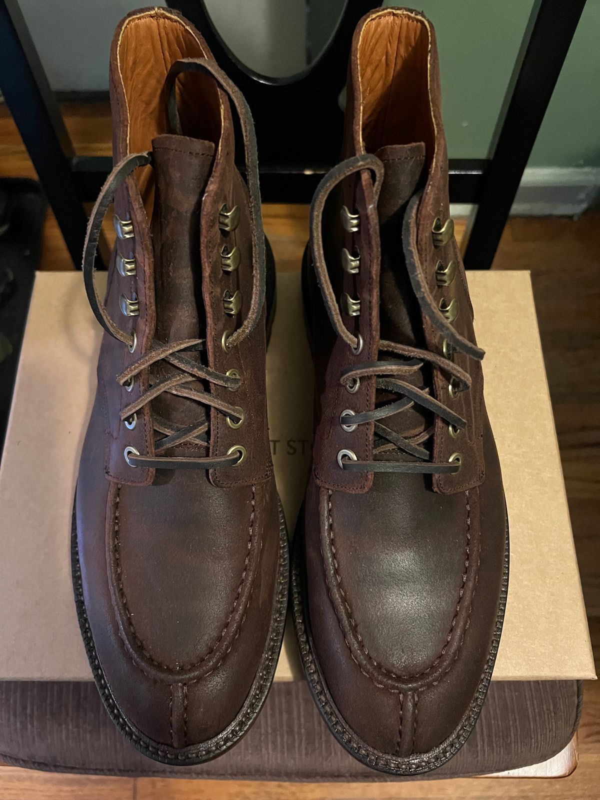Photo by Rangerfan7676 on October 4, 2024 of the Grant Stone Ottawa Boot in C.F. Stead Tobacco Waxy Commander Suede.