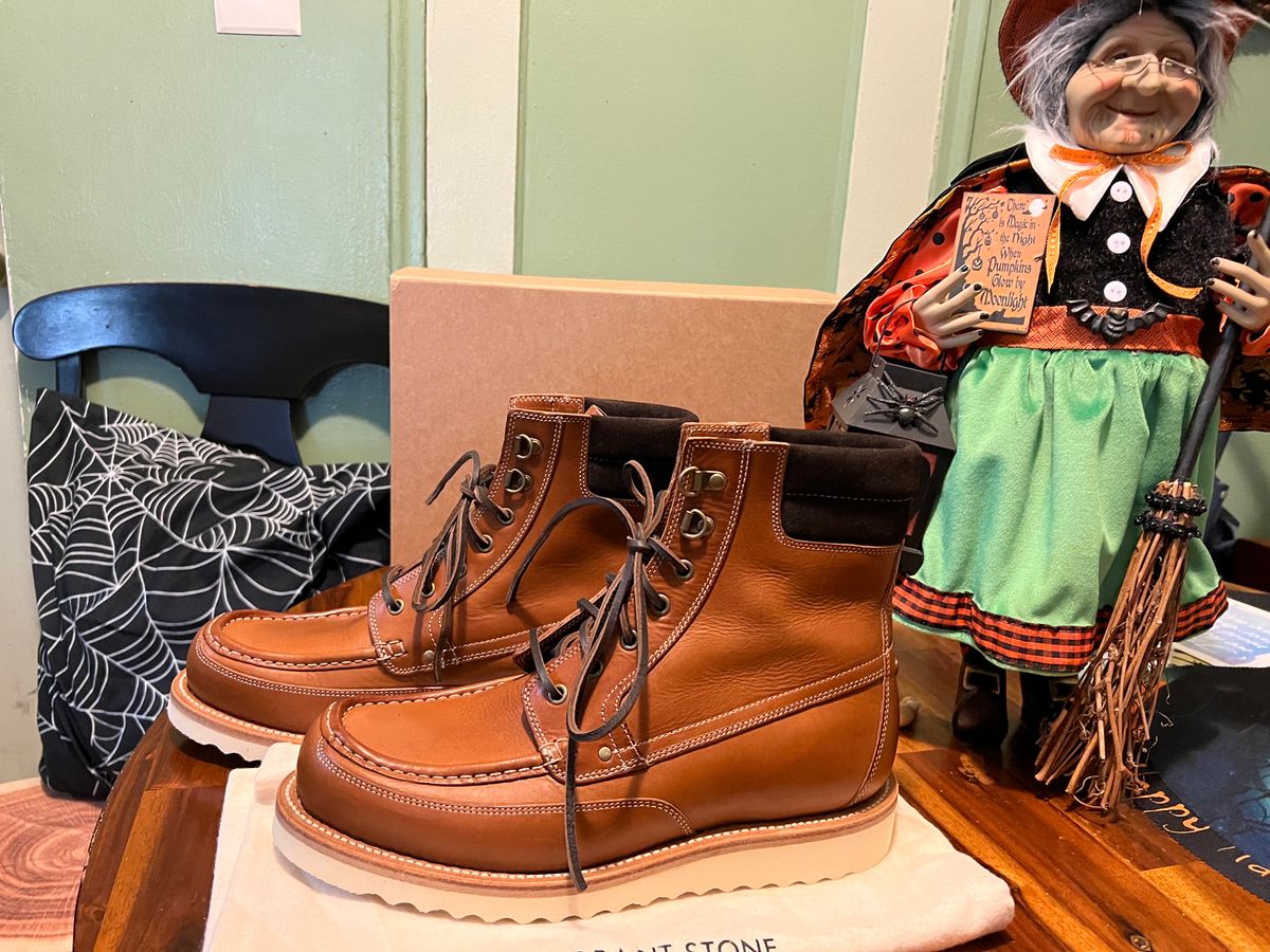 Photo by Rangerfan7676 on October 1, 2023 of the Grant Stone Field Boot in Badalassi Carlo Saddle Tan Minerva.